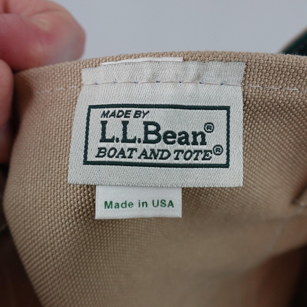 L.L.Bean Boat And Tote Canvas Bag Womens Extra Large Natural Green Open Top - Picture 4 of 7